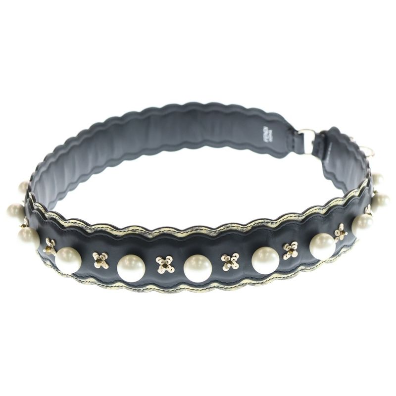 Fendi Shoulder Strap With Faux Pearls Black