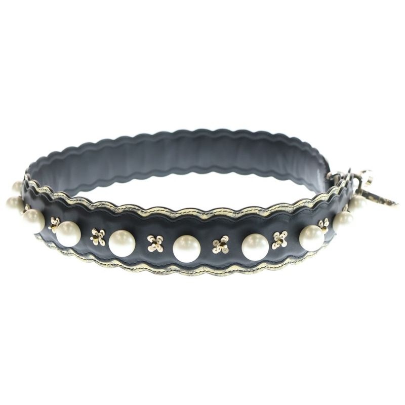 Fendi Shoulder Strap With Faux Pearls Black