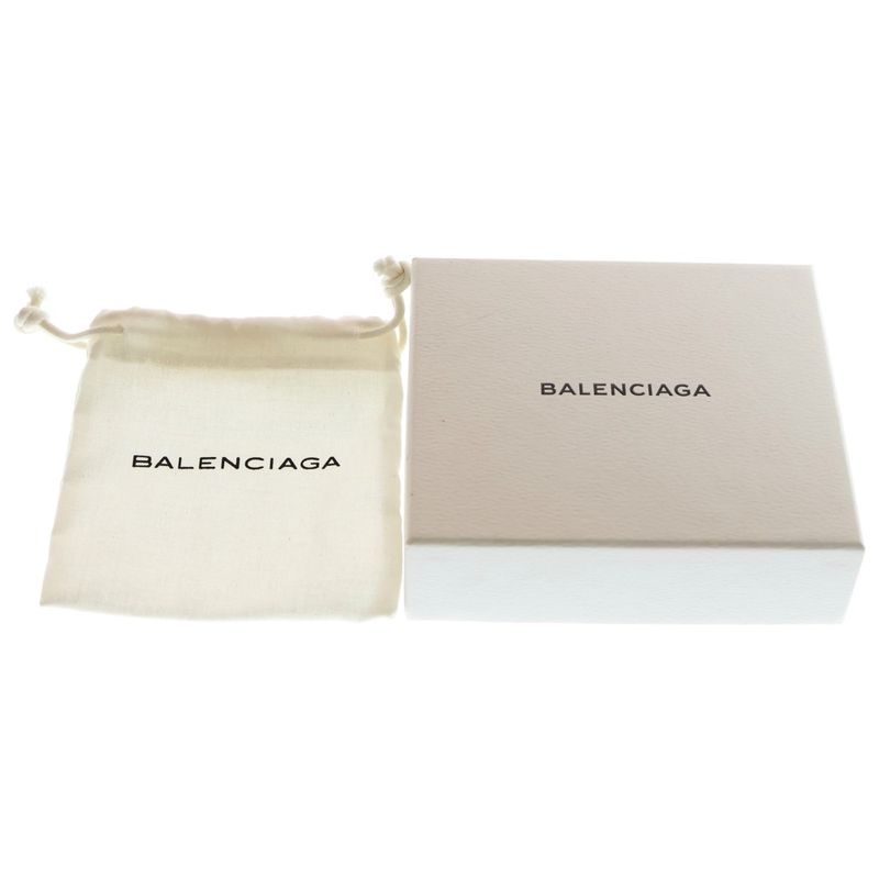 Balenciaga Paper Mini Wallet Trifold Coin Case Black Leather 391446