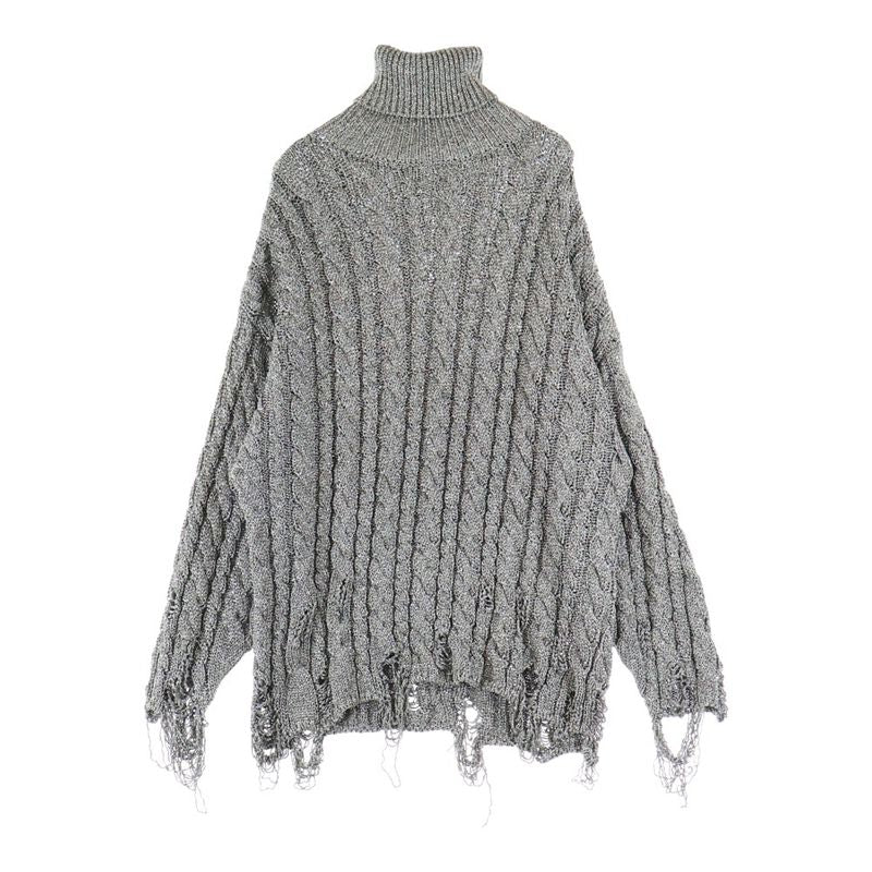 Balenciaga LAME Destroyed Turtleneck KNIT Lame Destroyed Turtleneck Knit