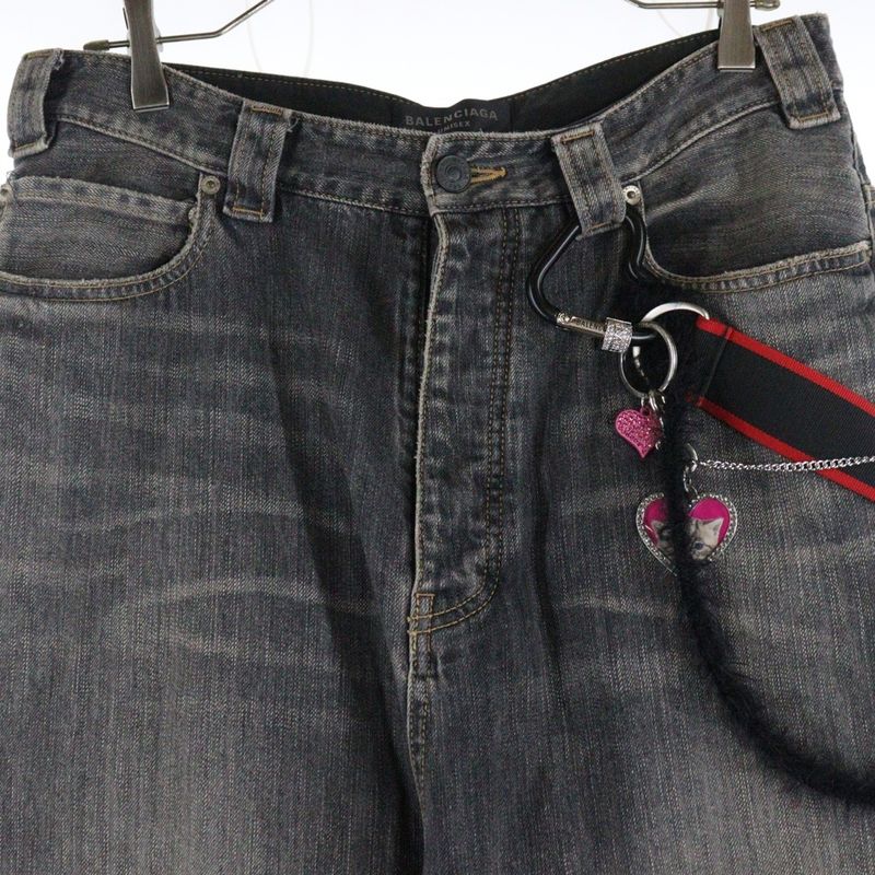 Balenciaga 25SS Charm Baggy Denim Pants Black 831693 Tsw67