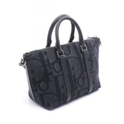 Dior Handbag Weekender 25 Maxi Oblique Black Canvas Leather Maxi Oblique