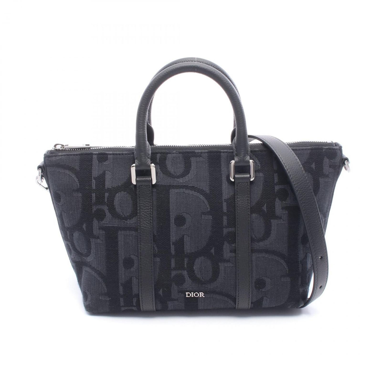 Dior Handbag Weekender 25 Maxi Oblique Black Canvas Leather Maxi Oblique
