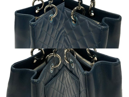 Chanel Grand Shopping Tote Bag GST Chain Caviar Leather CC Logo Navy Silver — view 5