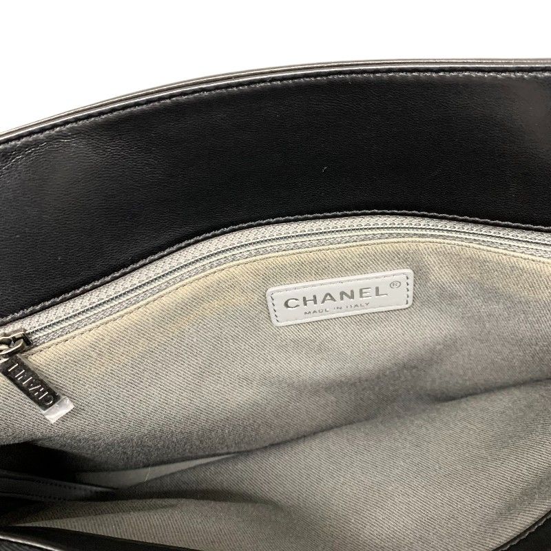 Chanel Bag Shoulder Bag Lambskin Black Silver Matelasse Coco Mark Boy Chanel
