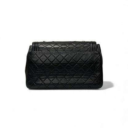 Chanel Bag Shoulder Bag Lambskin Black Silver Matelasse Coco Mark Boy Chanel