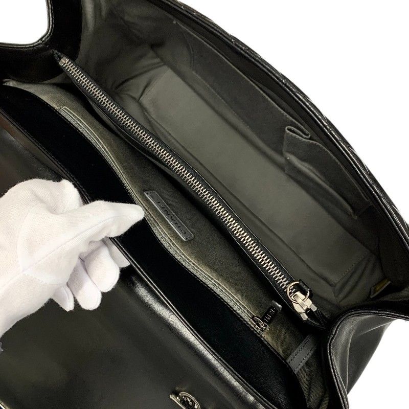 Chanel Bag Shoulder Bag Lambskin Black Silver Matelasse Coco Mark Boy Chanel