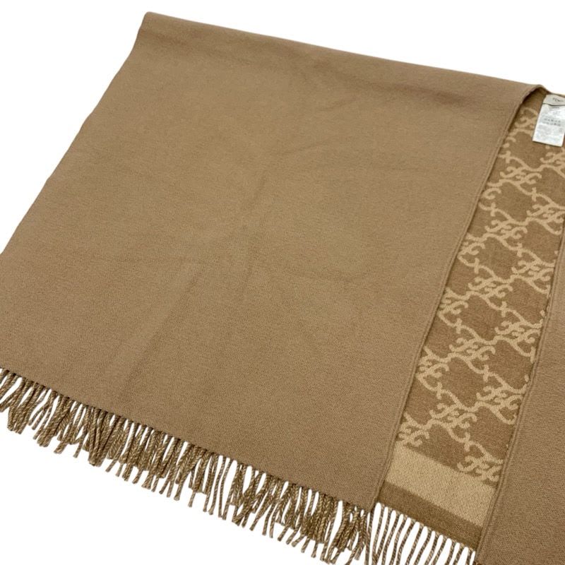 Fendi Outer Wool Brown Beige Logo Fringe Reversible Cape Poncho