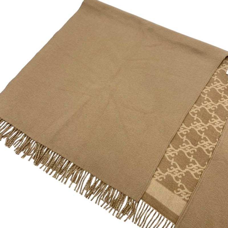 Fendi Outer Wool Brown Beige Logo Fringe Reversible Cape Poncho