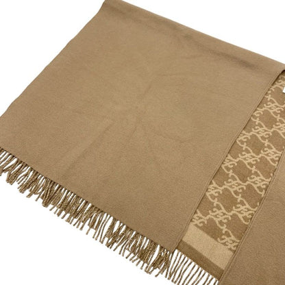 Fendi Outer Wool Brown Beige Logo Fringe Reversible Cape Poncho