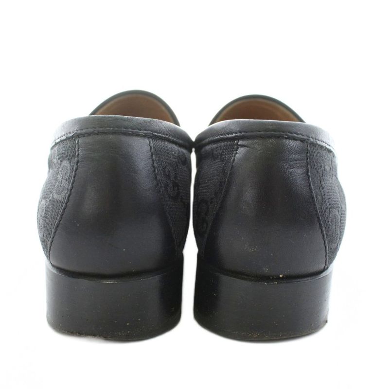 Gucci GG Canvas Horsebit Loafer Moccasin Logo 36 Black 100 0255 9 KU ?D