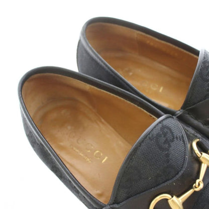 Gucci GG Canvas Horsebit Loafer Moccasin Logo 36 Black 100 0255 9 KU ?D