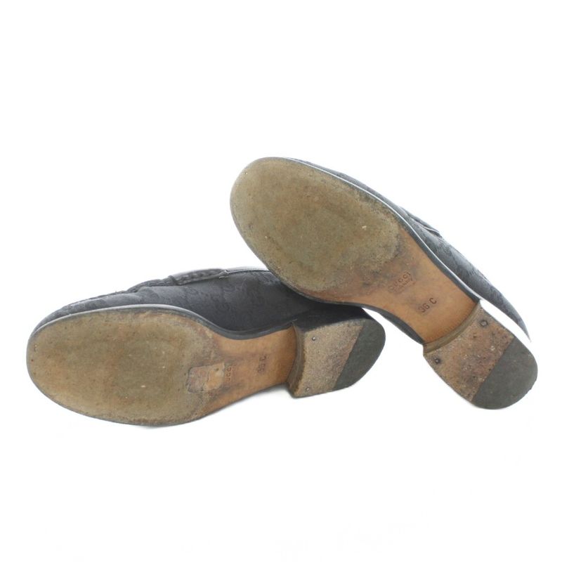 Gucci GG Canvas Horsebit Loafer Moccasin Logo 36 Black 100 0255 9 KU ?D