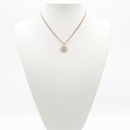 Chanel Necklace Pendant Choker Gold Coco Mark Logo Rhinestone