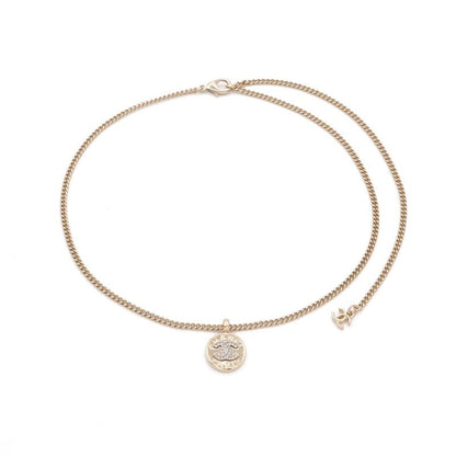 Chanel Necklace Pendant Choker Gold Coco Mark Logo Rhinestone