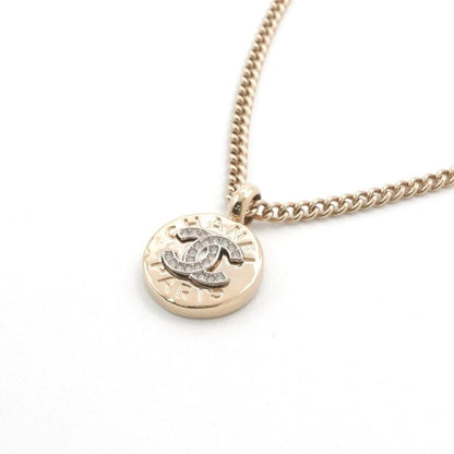 Chanel Necklace Pendant Choker Gold Coco Mark Logo Rhinestone