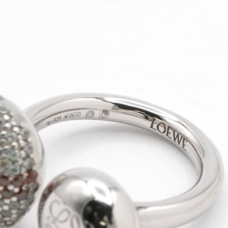 Loewe Ring Silver Anagram Rhinestone