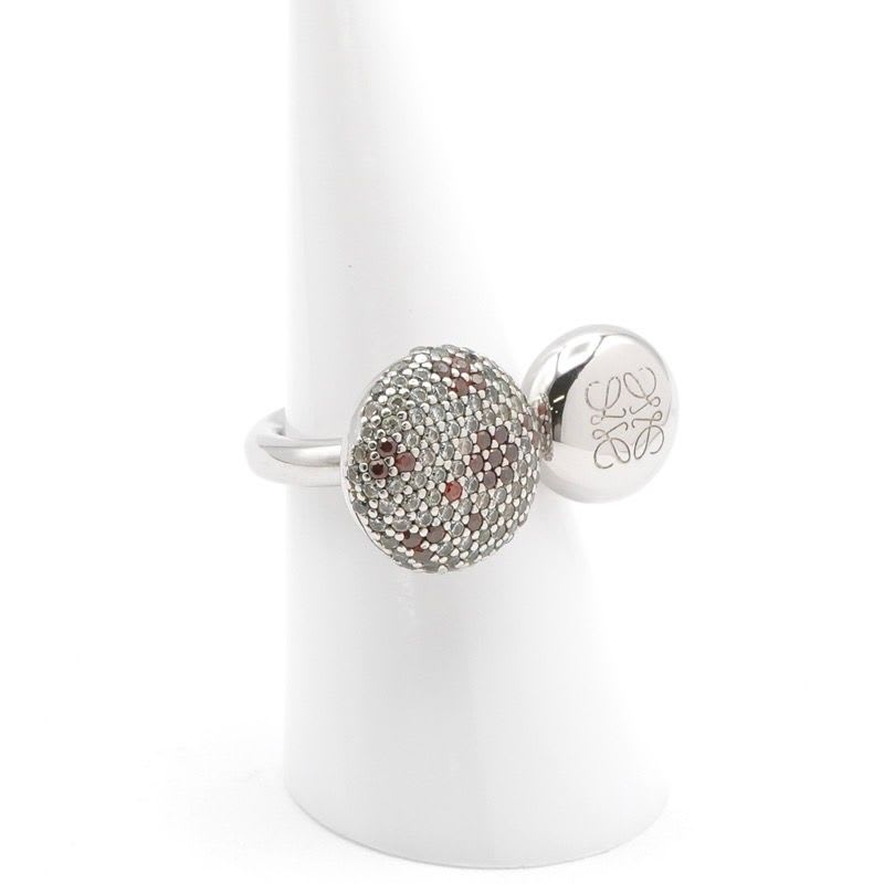Loewe Ring Silver Anagram Rhinestone