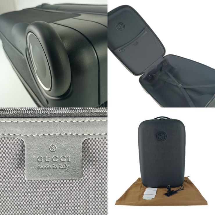 Gucci Carry Case Interlocking G Trolley 189755 Black PVC Leather Unisex Carry
