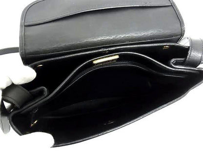 Christian DIOR Shoulder Bag Crossbody Bag - Black Leather Women Gold Hardware