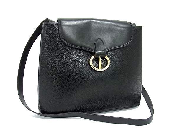 Christian DIOR Shoulder Bag Crossbody Bag - Black Leather Women Gold Hardware