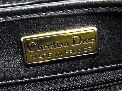 Christian DIOR Shoulder Bag Crossbody Bag - Black Leather Women Gold Hardware