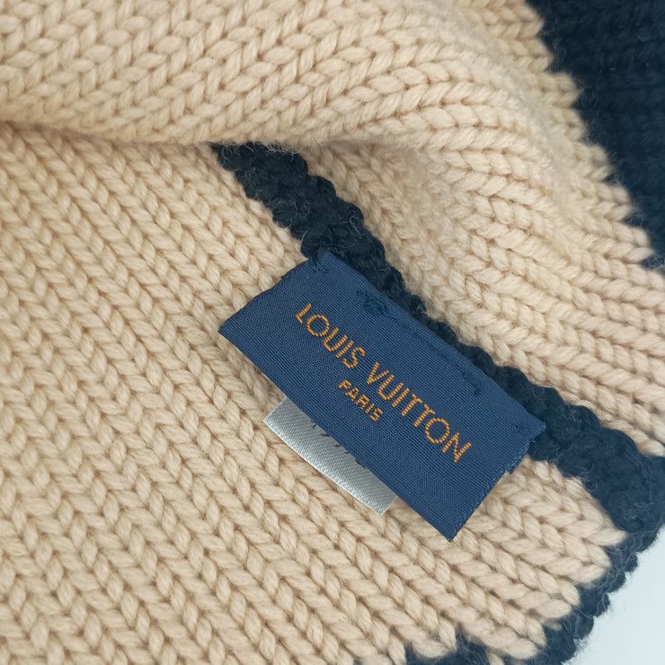 Louis Vuitton Cap Bonnet Morning Lamb Beanie M70840 Black Beige 100% Wool