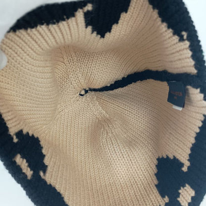 Louis Vuitton Cap Bonnet Morning Lamb Beanie M70840 Black Beige 100% Wool