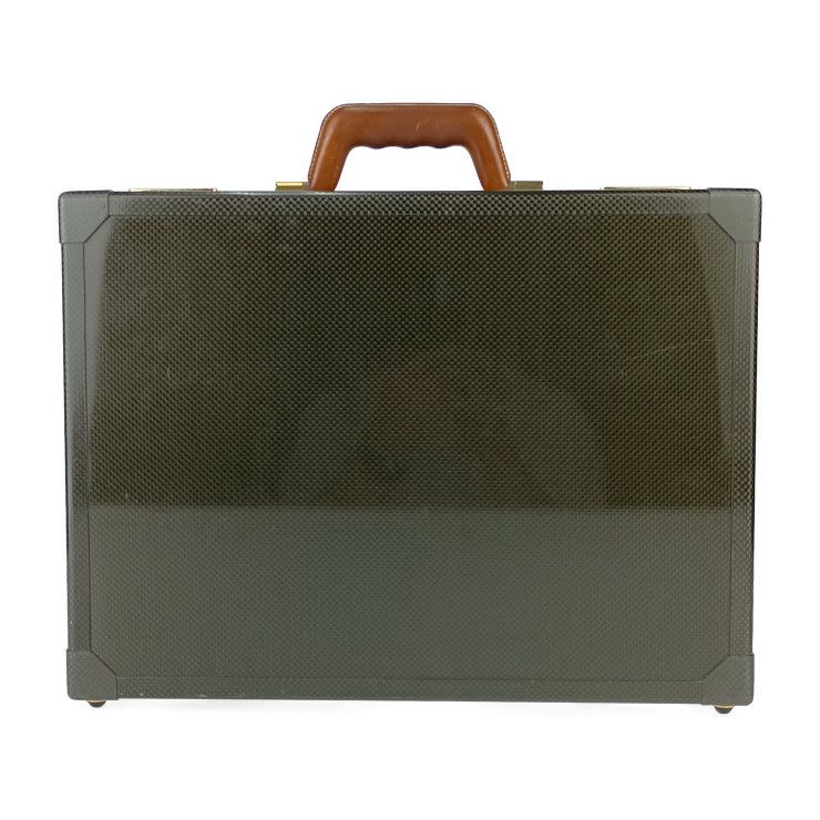 Hermes Business Bag Espace PM Attache Case - Black Gold Hardware Carbon Leather