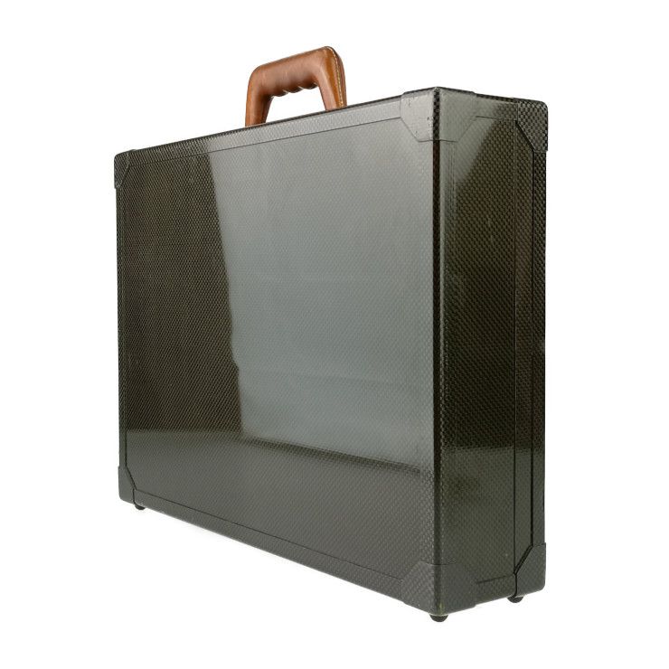 Hermes Business Bag Espace PM Attache Case - Black Gold Hardware Carbon Leather