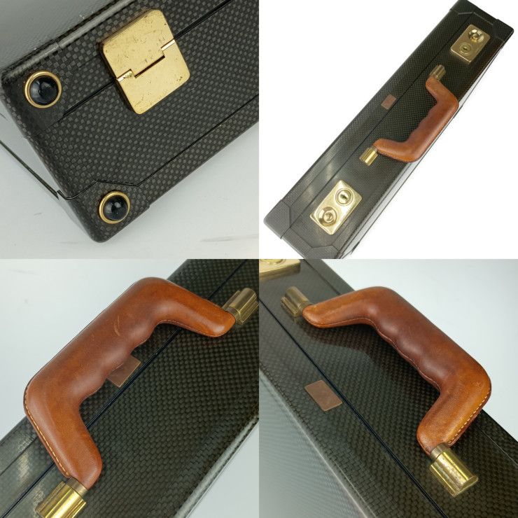 Hermes Business Bag Espace PM Attache Case - Black Gold Hardware Carbon Leather