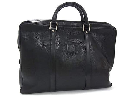 Celine Business Bag Macadam Briefcase - Black Leather Men's Vintage M09 Silver
