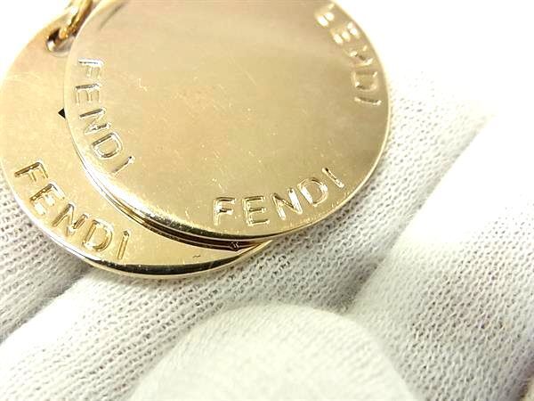 Fendi Necklace FF Logo Plate - Gold Metal Women's Zucca