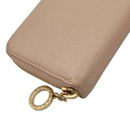 Bvlgari Long Wallet Bvlgari Zip Wallet 283756 Beige Grained Calfleather Women