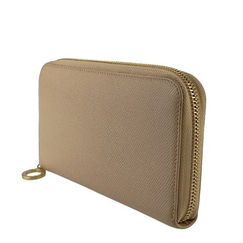 Bvlgari Long Wallet Bvlgari Zip Wallet 283756 Beige Grained Calfleather Women