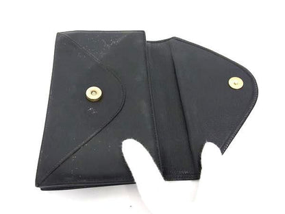 Gianni Versace Gianni Versace Wallet Flap Wallet - Black Leather Unisex Gold