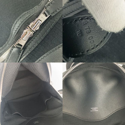 Hermes Backpack Sac A Dos All Back - Black Silver Hardware Toile Bivouac