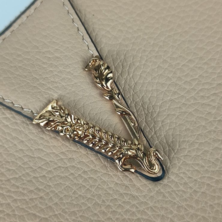 Unused Exhibit Versace Wallet Virtus Round Zipper Long Wallet 1006263 Beige