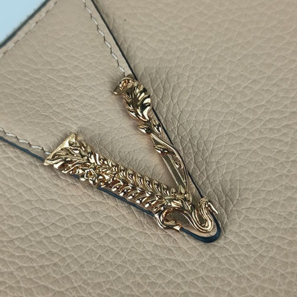 Unused Exhibit Versace Wallet Virtus Round Zipper Long Wallet 1006263 Beige