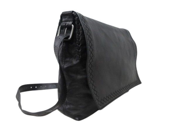 Bottega Veneta Shoulder Bag Intrecciato Cerbo 245169 Black Leather Unisex