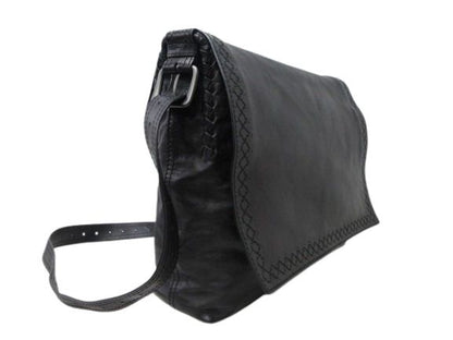 Bottega Veneta Shoulder Bag Intrecciato Cerbo 245169 Black Leather Unisex