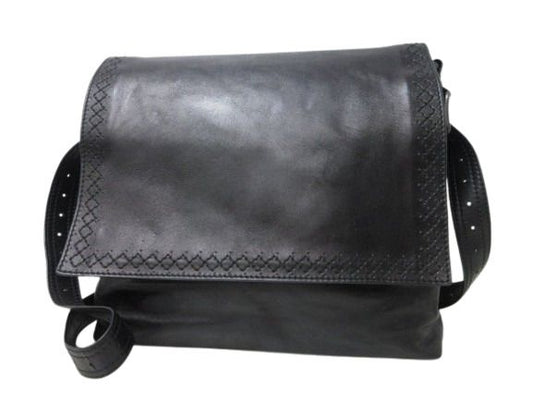 Bottega Veneta Shoulder Bag Intrecciato Cerbo 245169 Black Leather Unisex