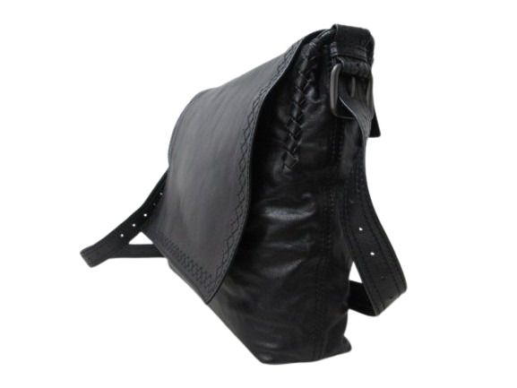 Bottega Veneta Shoulder Bag Intrecciato Cerbo 245169 Black Leather Unisex