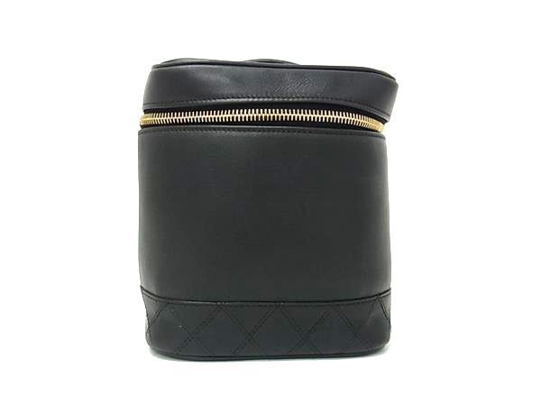 Chanel Vanity Bag Bicolore Black Leather Women's Coco Mark Matelasse