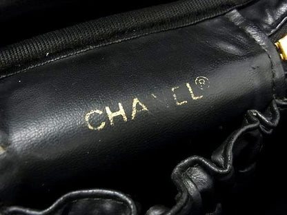 Chanel Vanity Bag Bicolore Black Leather Women's Coco Mark Matelasse