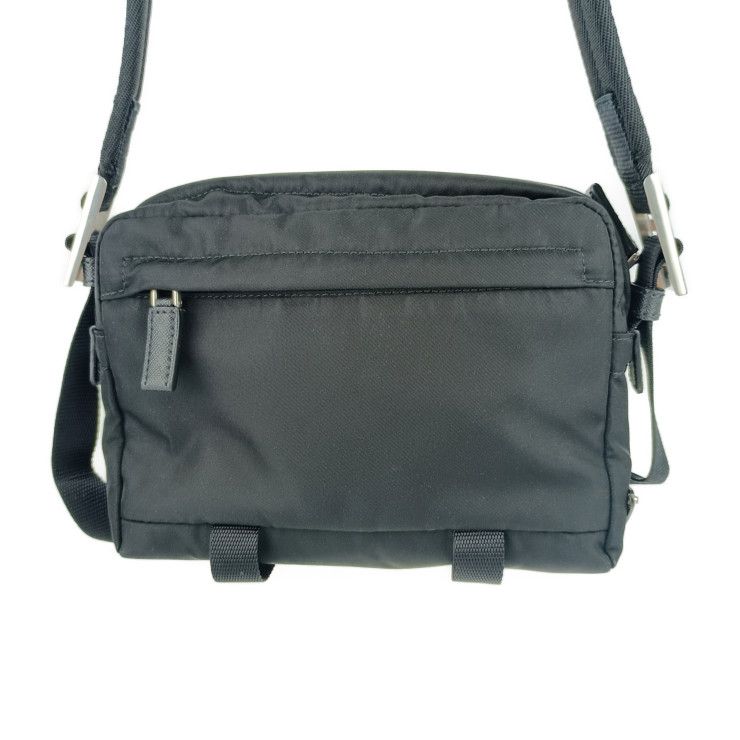 Prada Shoulder Bag Crossbody Bag 2vh043 Black Silver Hardware Nylon Leather