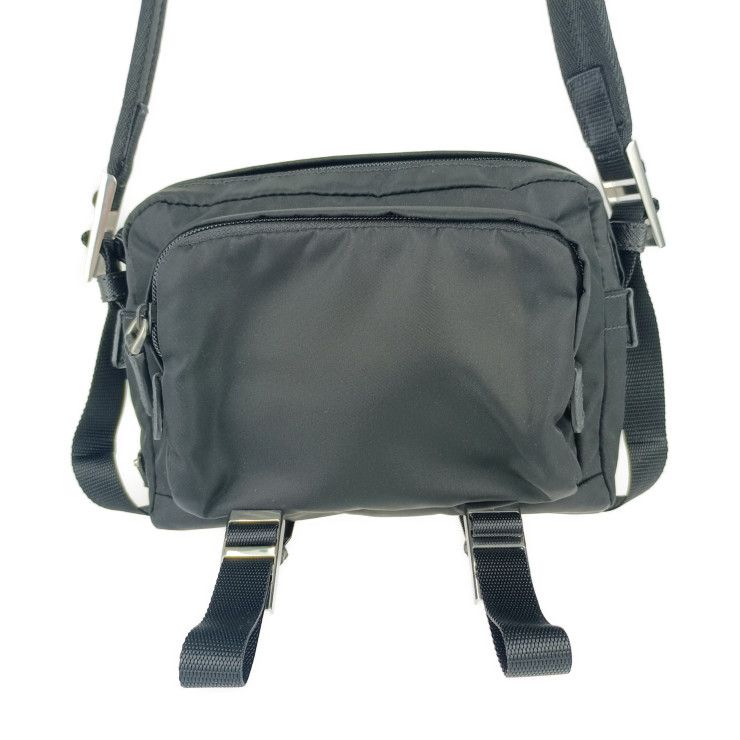 Prada Shoulder Bag Crossbody Bag 2vh043 Black Silver Hardware Nylon Leather