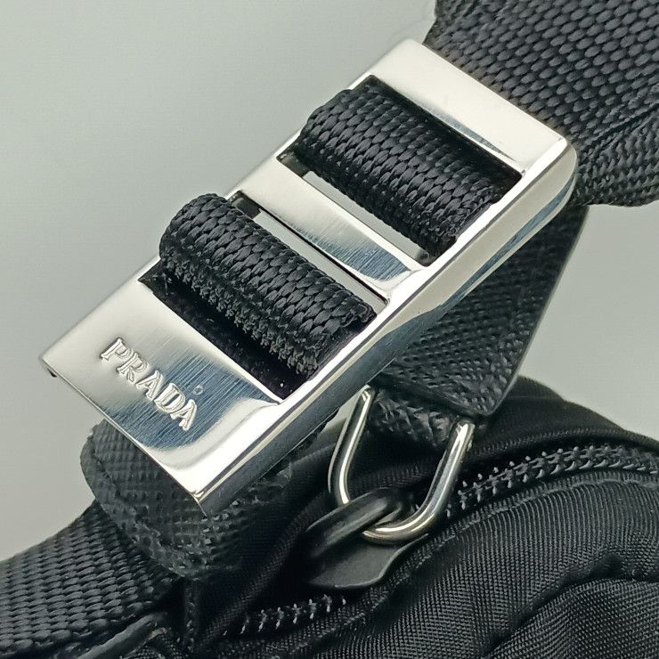 Prada Shoulder Bag Crossbody Bag 2vh043 Black Silver Hardware Nylon Leather