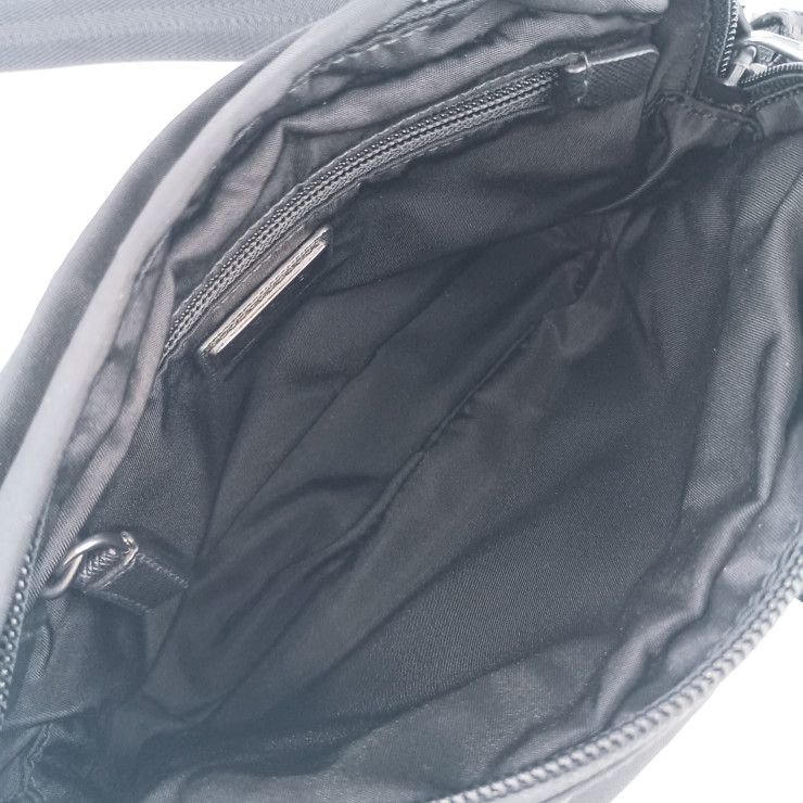 Prada Shoulder Bag Crossbody Bag 2vh043 Black Silver Hardware Nylon Leather