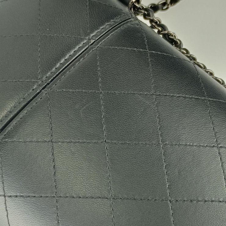 Chanel Shoulder Bag Chain Phone Holder A94471 Black Silver Hardware Lambskin